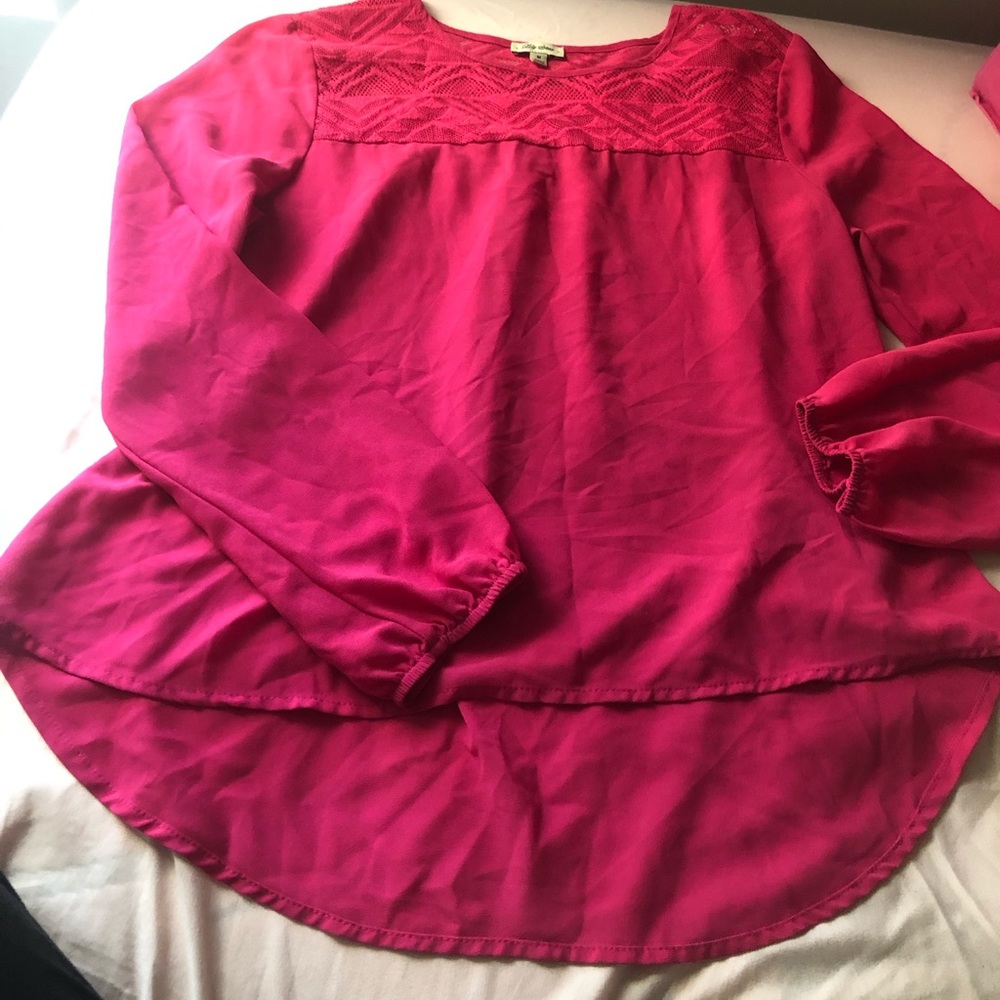 Pink Blouse with cutout detail at collarbone